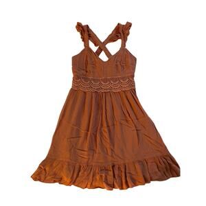 Sincerely Jules coral mini dress with crochet waistband Size Medium